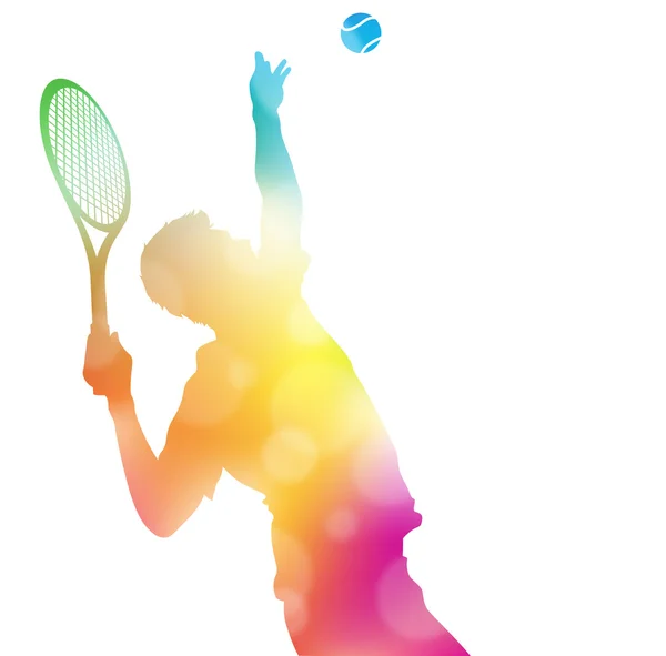 Jugador de tenis abstracto que sirve en Beautiful Summer Haze . — Foto de Stock