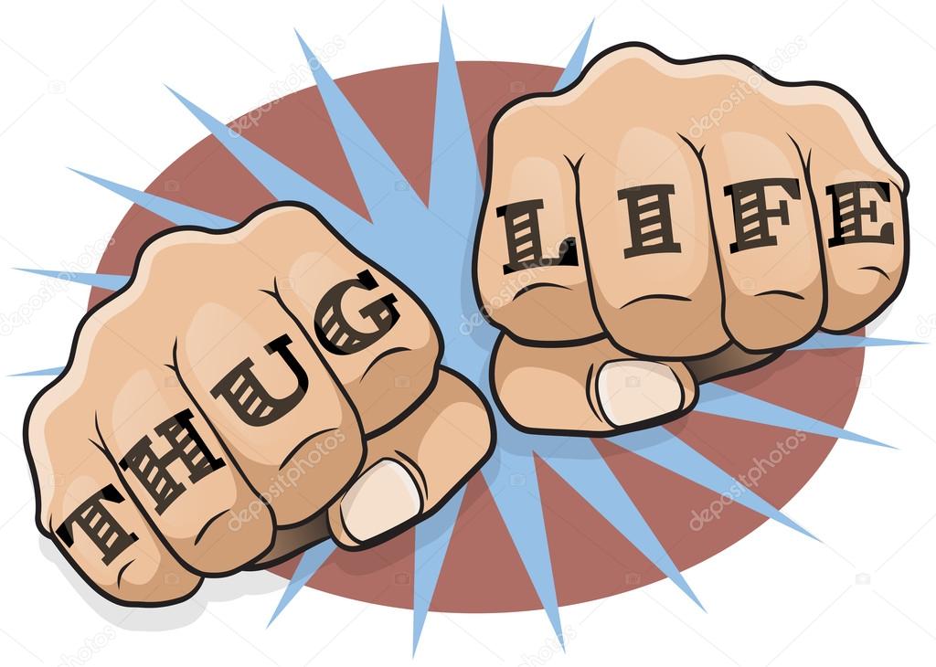 Pop Art Thug Life Tattoo Fists.