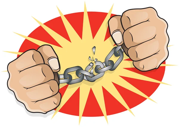 Chained Fists breaking Free. — Stock Vector