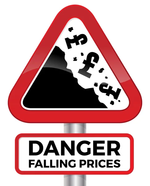 Danger. Falling Prices  Road Sign. — Stock Vector