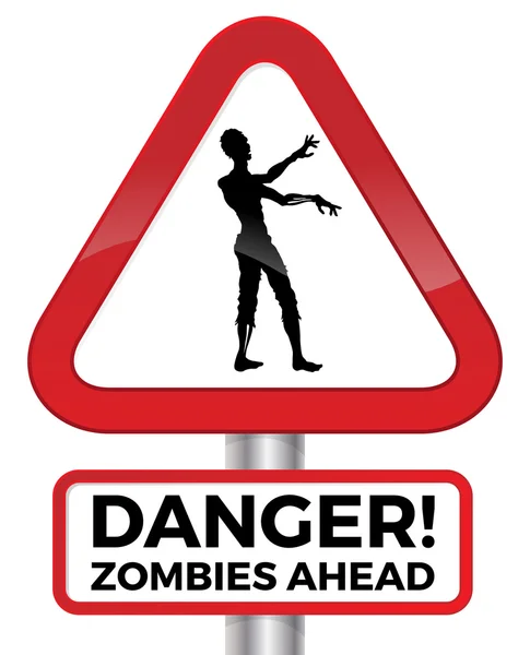 Zombie davanti al cartello stradale . — Vettoriale Stock