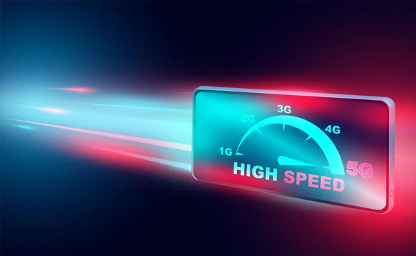 High Speed Internet Concept Netwerk Smartphone Breedband Netwerken Snelheid Isometrische — Stockvector
