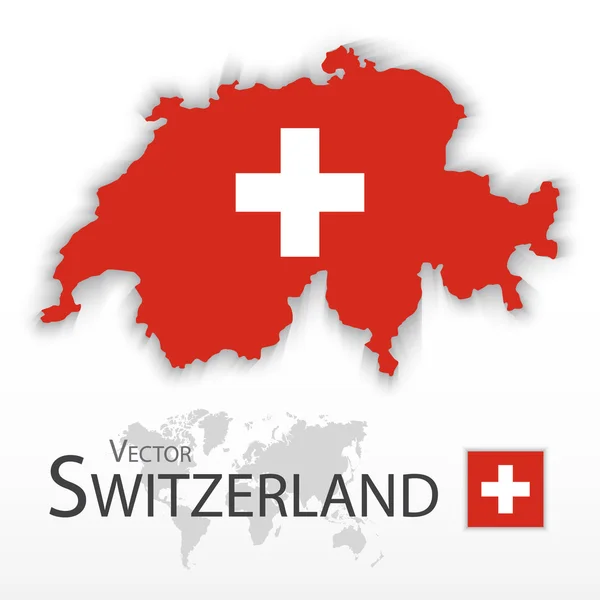 Svizzera (Confederazione Svizzera) (bandiera e mappa) (concetto di trasporto e turismo)  ) — Vettoriale Stock