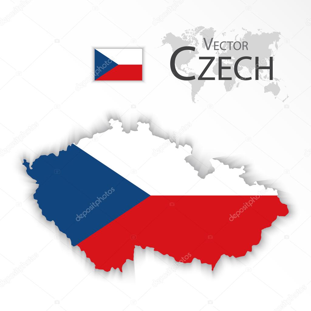 Czech Republic ( flag and map ) ( transportation and tourism concept )