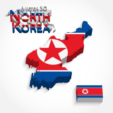 Kuzey Kore 3D (Kore Demokratik Halk Cumhuriyeti) (bayrak ve harita) (ulaşım ve turizm kavramı )
