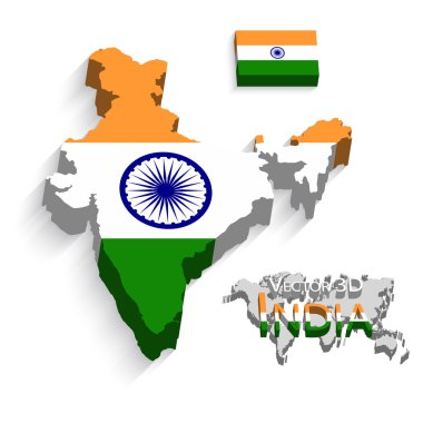 Hindistan Cumhuriyeti 3d ( bayrak ve harita ) ( ulaşım ve turizm konsepti )