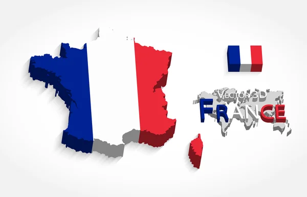 Republiek Frankrijk 3D (vlag en kaart) (vervoers- en toerismeconcept) ) — Stockvector