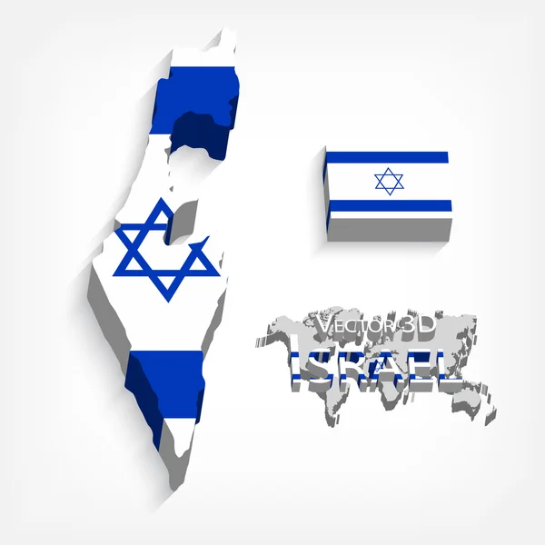 State of Israel 3D (flag and map) ( 교통과 관광 개념 ) ) — 스톡 벡터