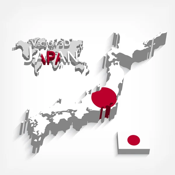 Japón 3D (mapa y bandera) (concepto de transporte y turismo ) — Vector de stock