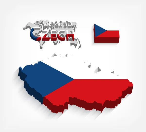 República Checa 3D (bandera y mapa) (concepto de transporte y turismo ) — Archivo Imágenes Vectoriales
