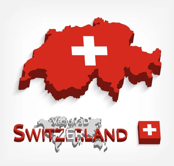 Zwitserland 3D (Zwitserse Bondsstaat) (vlag en kaart) (vervoer en toerisme concept ) — Stockvector