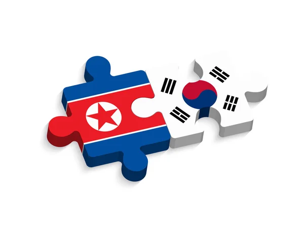 Rompecabezas de Corea del Sur y Corea del Norte (concepto político y de conflicto) (sierras de calar de 3 dimensiones ) — Archivo Imágenes Vectoriales