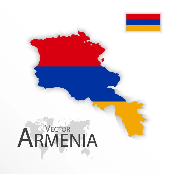 Armenia (Repubblica di Armenia) (bandiera e mappa) (concetto di trasporto e turismo)  ) — Vettoriale Stock