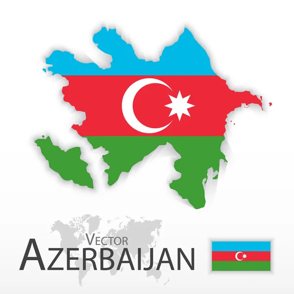 Azerbaigian (Repubblica dell'Azerbaigian) (bandiera e mappa) (concetto di trasporto e turismo)  ) — Vettoriale Stock