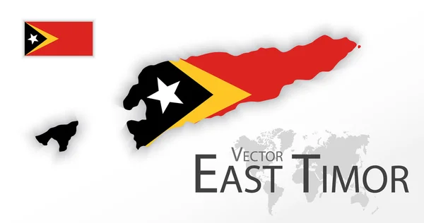 Oost-Timor (Democratische Republiek Timor-Leste) (vlag en kaart) (vervoers-en toerisme concept ) — Stockvector