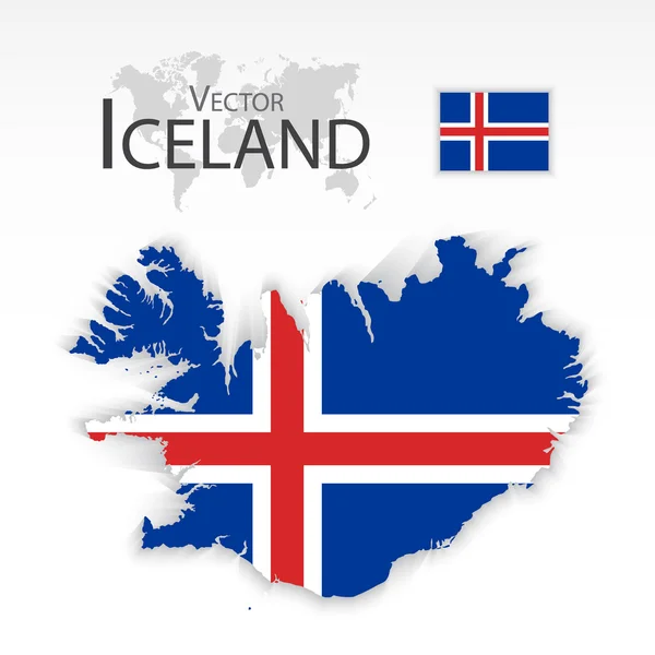 Islandia (República de Islandia) (bandera y mapa) (concepto de transporte y turismo)  ) — Archivo Imágenes Vectoriales