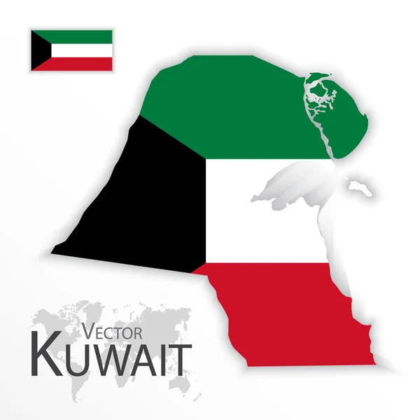 クウェート (クウェート) ( フラグと地図 ) ( 交通と観光の概念 ) — ストックベクタ