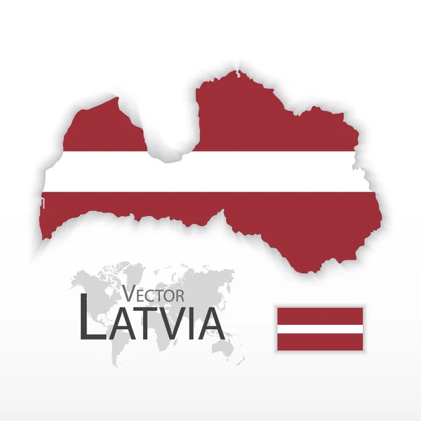Lettonia (Repubblica di Lettonia) (bandiera e mappa) (concetto di trasporto e turismo)  ) — Vettoriale Stock