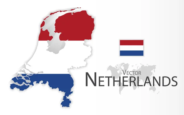 Nizozemí (vlajka a mapa) (koncepce dopravy a cestovního ruchu ) — Stockový vektor
