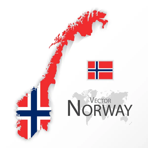 Norvège (Royaume de Norvège) (drapeau et carte) (concept de transport et de tourisme)  ) — Image vectorielle