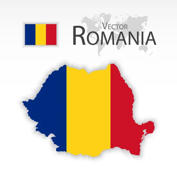 Romania (Repubblica di Romania) (bandiera e mappa) (concetto di trasporto e turismo)  ) — Vettoriale Stock