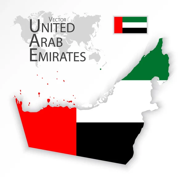 アラブ首長国連邦 (旗と地図) ( 交通と観光の概念 ) — ストックベクタ