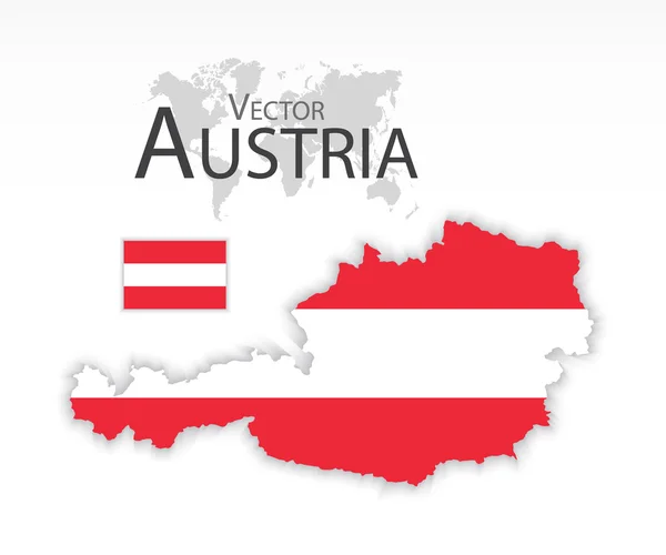 Austria (República de Austria) (bandera y mapa) (concepto de transporte y turismo)  ) — Archivo Imágenes Vectoriales