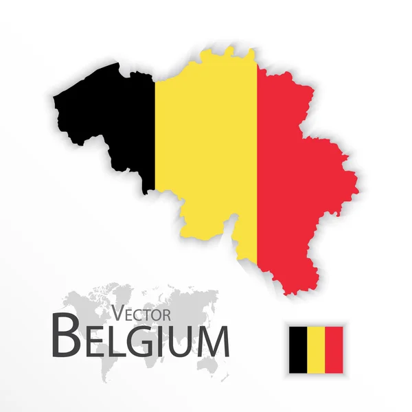벨기에 (벨기에 왕국) (국기와 지도) (교통 및 관광 개념) ) — 스톡 벡터