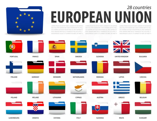 Bandiera Dell Unione Europea Adesione Sulla Carta Geografica Dell Europa — Vettoriale Stock