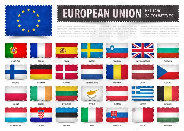 Ευρωπαϊκή Ένωση Και Σημαία Χώρας Μέλους Σφραγίδα Σχήματος Grunge Υφή — Διανυσματικό Αρχείο