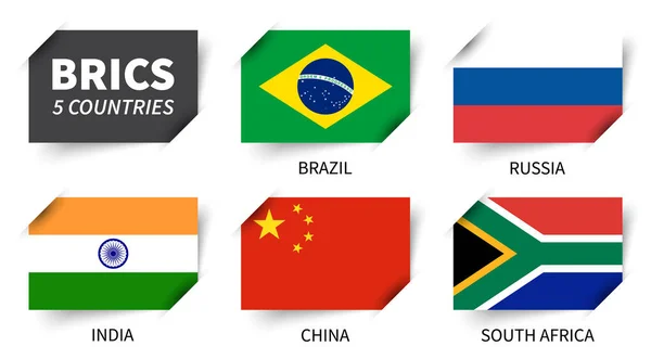 Brics Ένωση Χωρών Εισαγόμενο Σχέδιο Χάρτινης Σημαίας Διάνυσμα — Διανυσματικό Αρχείο