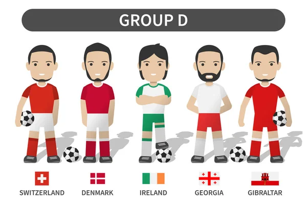 Torneo Europeo Fútbol Clasificatorio Sorteos 2020 2021 Grupo Jugador Fútbol — Vector de stock