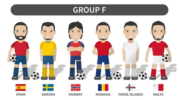 Ευρωπαϊκό Τουρνουά Κυπέλλου Ποδοσφαίρου Ισοπαλίες 2020 Και 2021 Ομάδα Ποδοσφαιριστής — Διανυσματικό Αρχείο