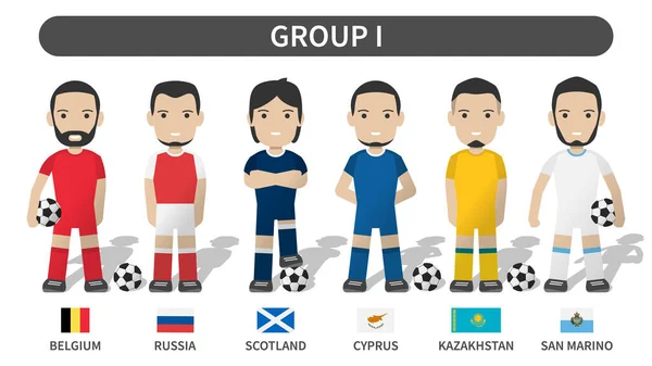 Torneo Europeo Fútbol Clasificatorio Sorteos 2020 2021 Grupo Jugador Fútbol — Vector de stock