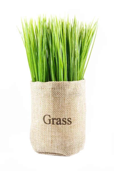 Искусственная трава в мешке — стоковое фото