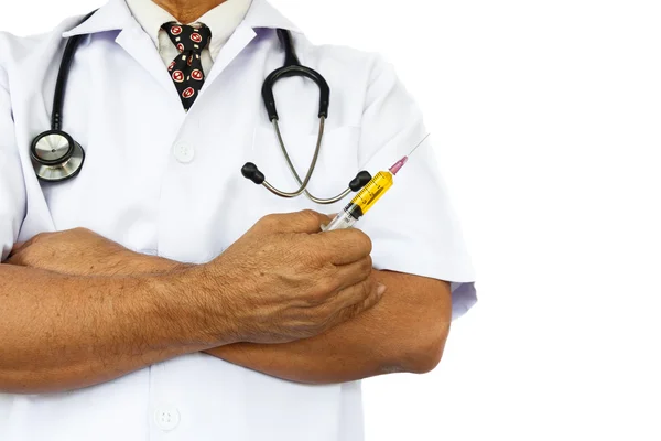 Doctor hold syringe — Stock Photo, Image