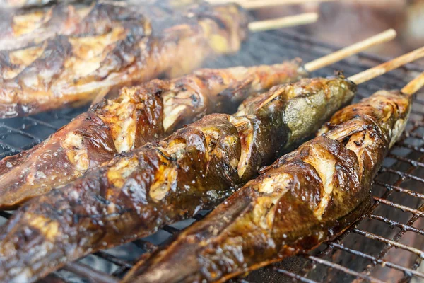 Catfishs were roasted on grill — Stock Photo, Image