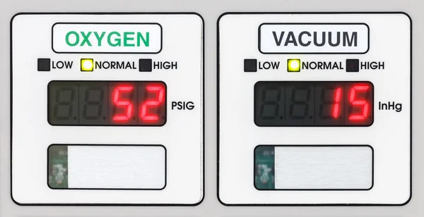 Oxygen and vacuum meters in hospital — Stock Photo, Image