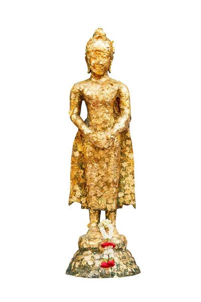 Estatua de buddha y guirnalda en el templo tailandés, Bangkok, Tailandia — Foto de Stock