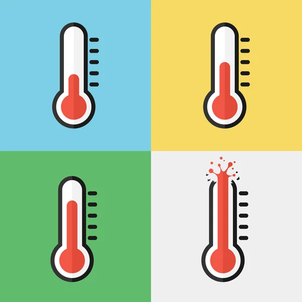破碎的温度计 （ 过热 ） （ 平面设计） ) — 图库矢量图片