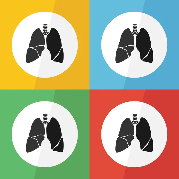 Είδωλο των πνευμόνων (επίπεδη σχεδίαση) σε διαφορετικό χρώμα φόντου (μπροστινή όψη) χρήση για πνευμονική νόσο (φυματίωση, πνευμονία, καρκίνος του πνεύμονα, βρογχίτιδα, ιός κ. λπ. ) — Διανυσματικό Αρχείο