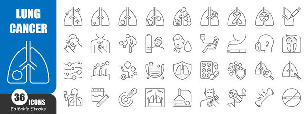 Lung cancer thin line icon . Editable stroke . Vector .