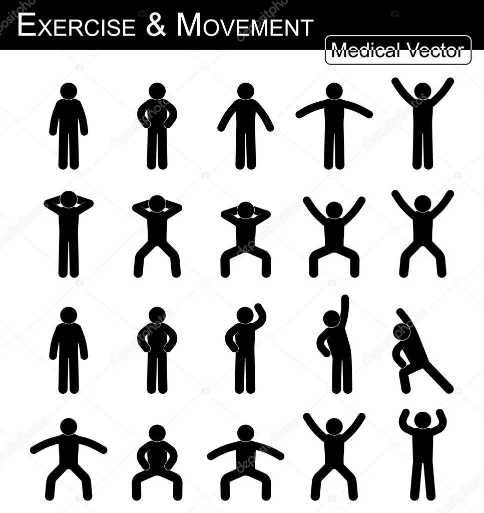 Exercise and Movement ( move step by step )( simple flat stick man ...