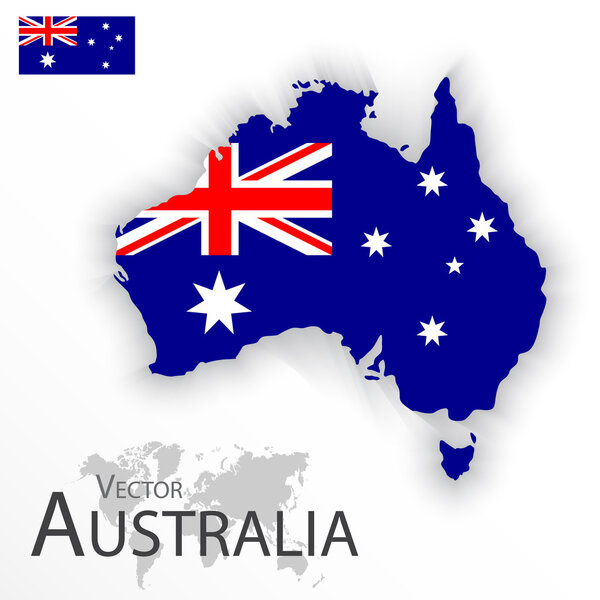 Australia ( flag and map ) ( Transportation and tourism concept )
