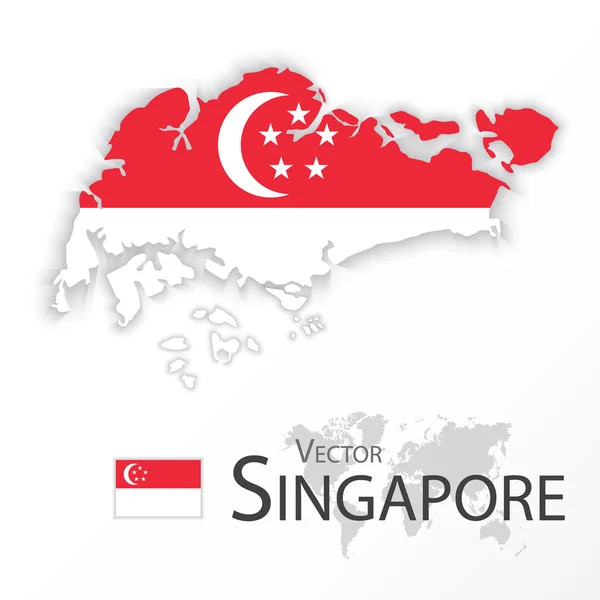 Singapura (República de Singapura) (mapa e bandeira) (conceito de transporte e turismo), singapore é um dos AEC (Comunidade Económica da ASEAN  ) — Vetor de Stock