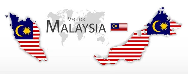 Malásia (Federação da Malásia) (bandeira e mapa) (conceito de transporte e turismo ) — Vetor de Stock