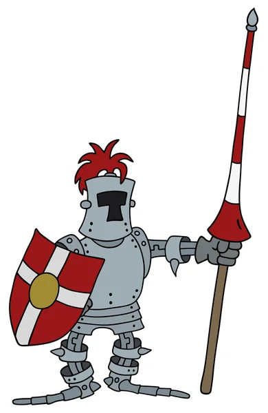 Funny knight with a lance — Stock Vector