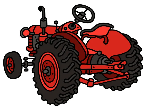 Старий червоний трактор — стоковий вектор