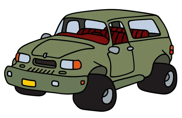 Coche de terreno verde divertido — Vector de stock