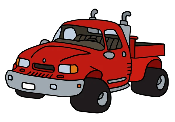 Gracioso terreno rojo camión pequeño — Vector de stock